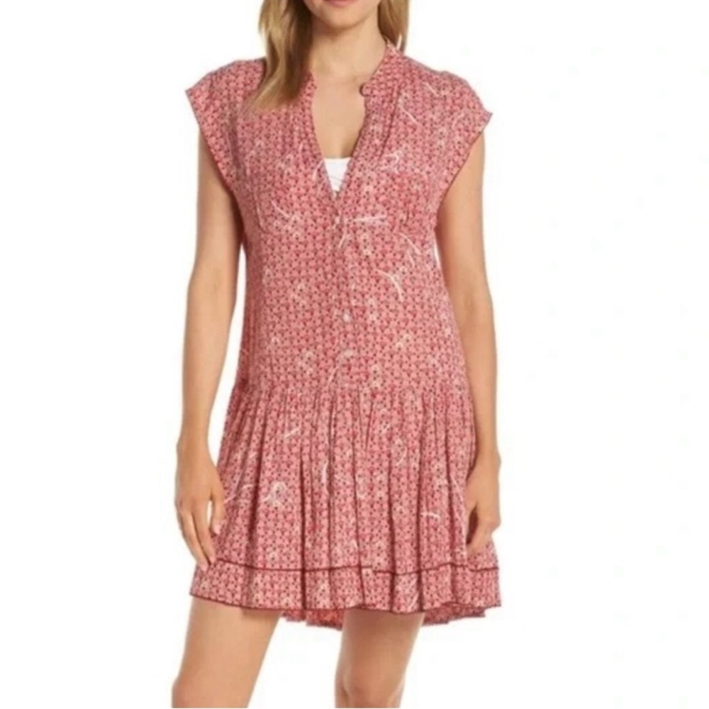 Poupette St. Barth Red Floral Mini Dress